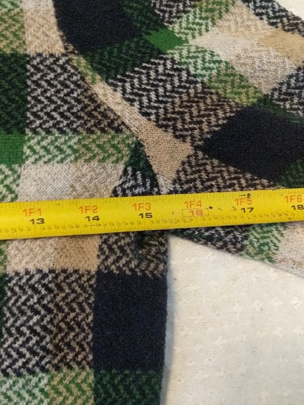 Ann Taylor Plaid Puff Sleeve Sweater Green Navy Knit XS Measurements - Picture 7 of 11